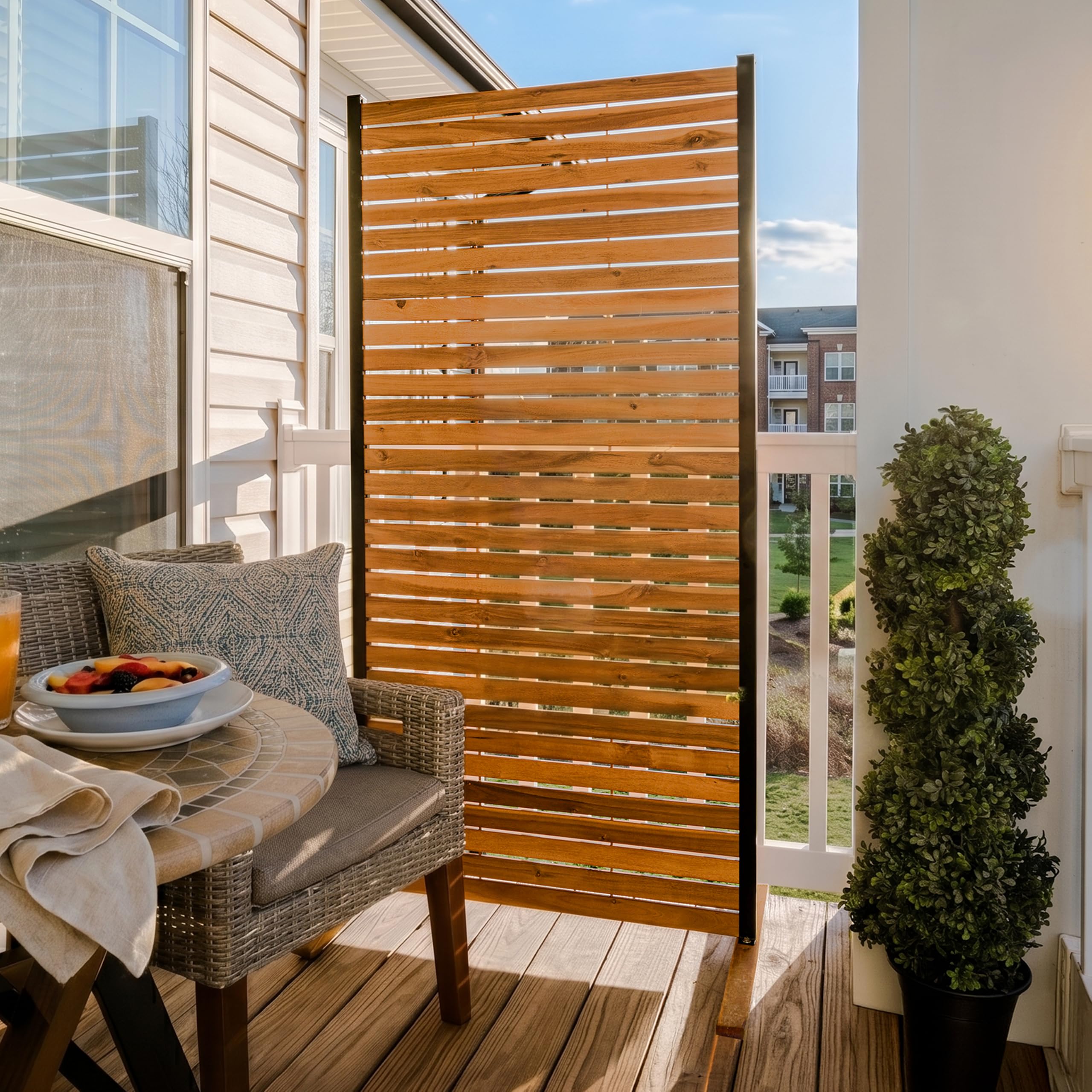 Photo 1 of Enclo Easy Assembly Freestanding/Surface Mounted Privacy Screen, Hardwood