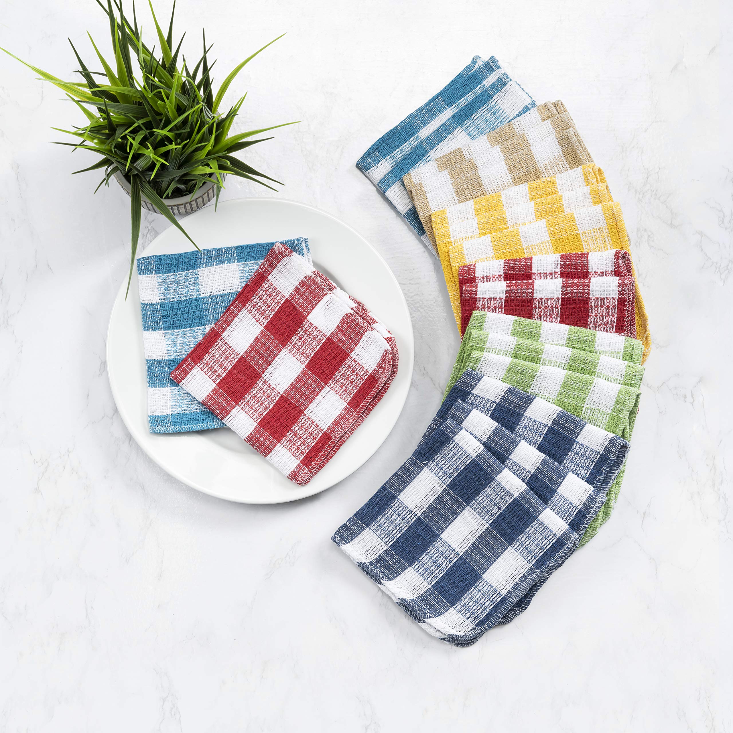 American Linen - Panni da cucina in cotone, vibranti, assorbenti, riutilizzabili e lavabili, confezione da 18 panni per le mani di qualità, 30,5 x 30,5 cm