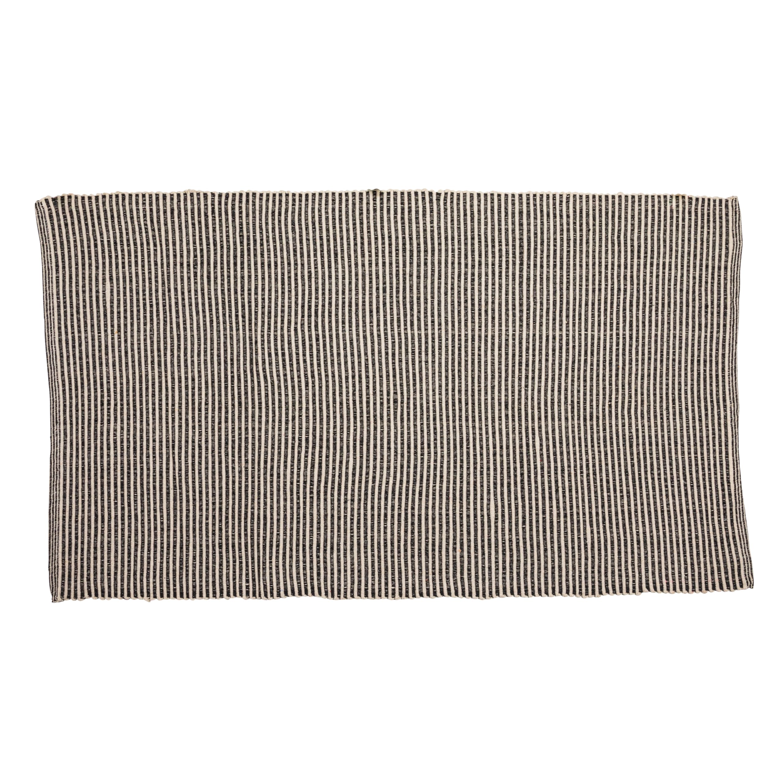 Creative Co-Op 3' x 5' Black & White Cotton Striped Dhurrie Rug