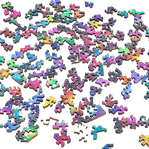 Miniatura 3 de HARTMAZE Rompecabezas de madera un cielo estrellado brillante de 199 piezas verdaderamente únicas, forma cuadrada, la mejor opción para adultos y