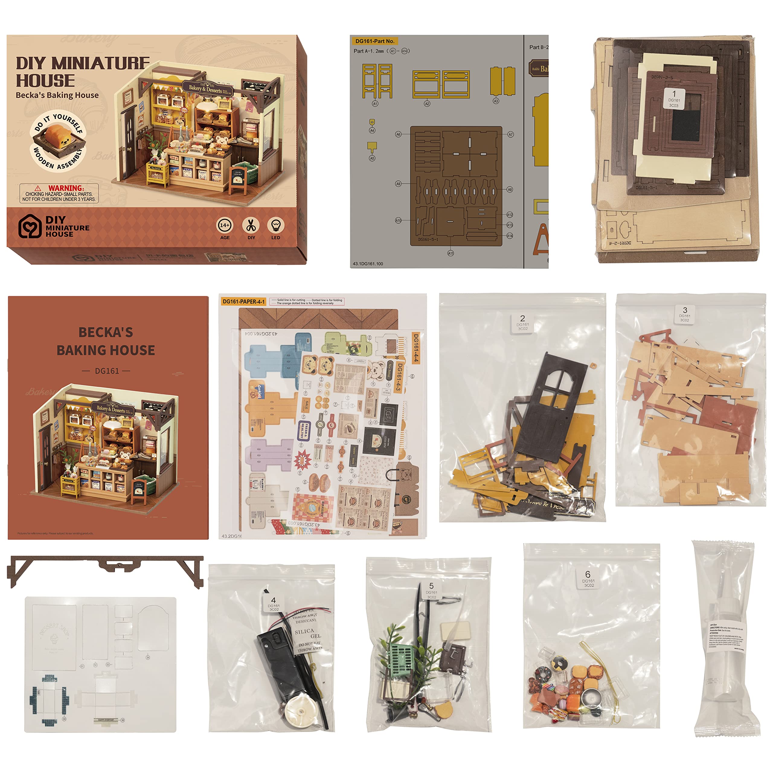 ROBOTIME Kit fai da te in miniatura per adulti, mini casa delle bambole, kit di costruzione con mobili e luci a LED, regalo di compleanno per donne o ragazze.