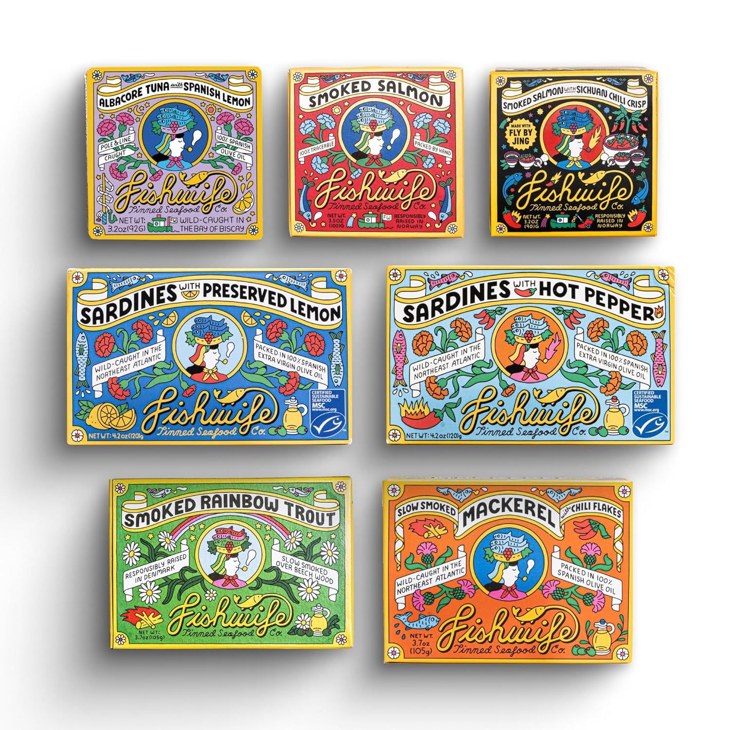 Fishwife Starter 7-Pack: variety of tinned seafood