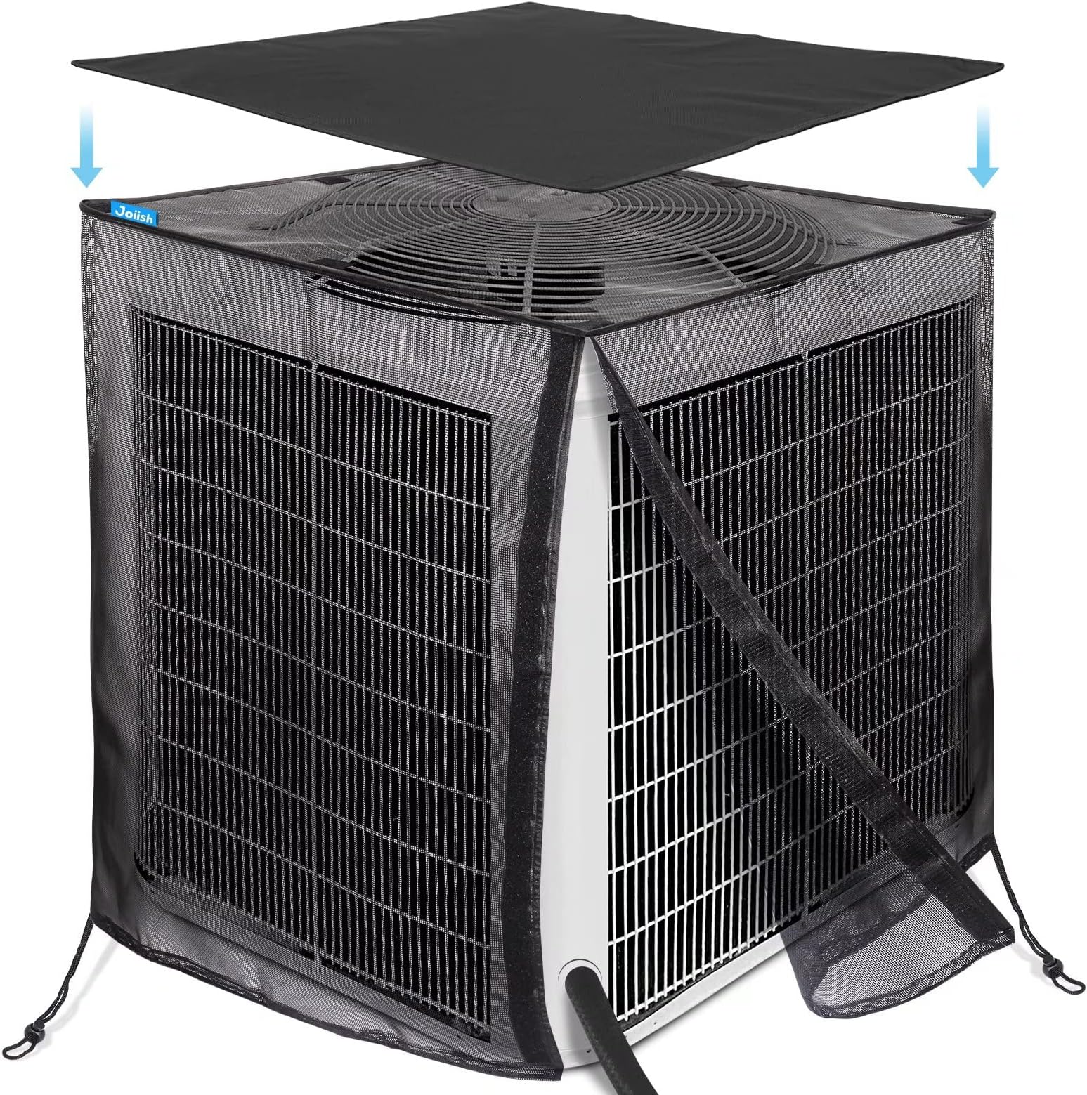 Joiish Air Conditioner Cover for Outside Units, 32" x 32" x 36" Mesh Cover with 600D Detachable Waterproof Top, All Seasons Outdoor Central AC Protector Against Leaves, Weeds, Cottonwood and Debris