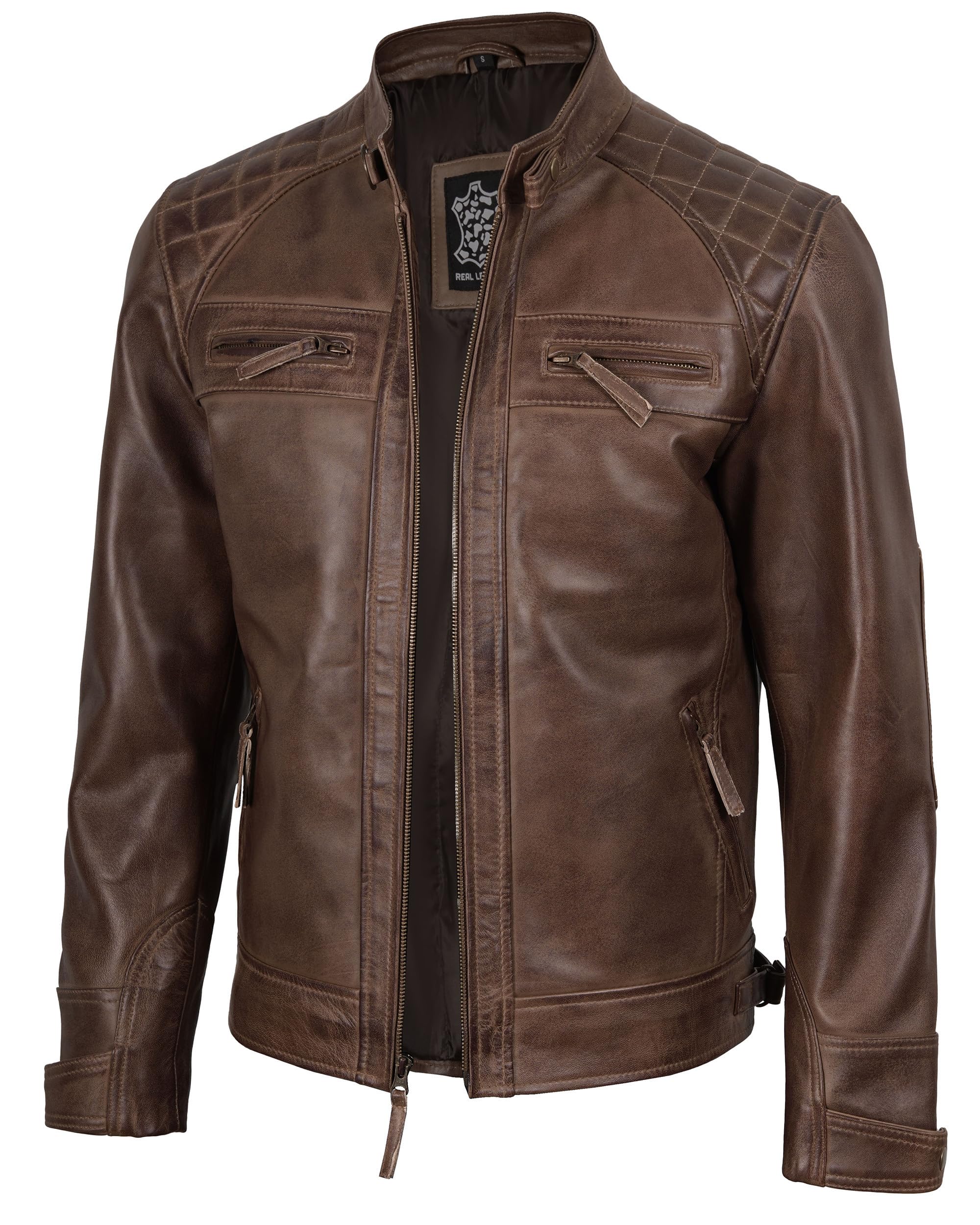 Brown Leather Jacket Men - Natural Distressed Leather Jackets for Men