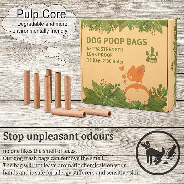 Foto 6 de 7 de ZPQAODI 540 Unidades/36 Rollos Bolsas para Excrementos de Perro, Bolsas para Caca de Perro con 1 dispensador