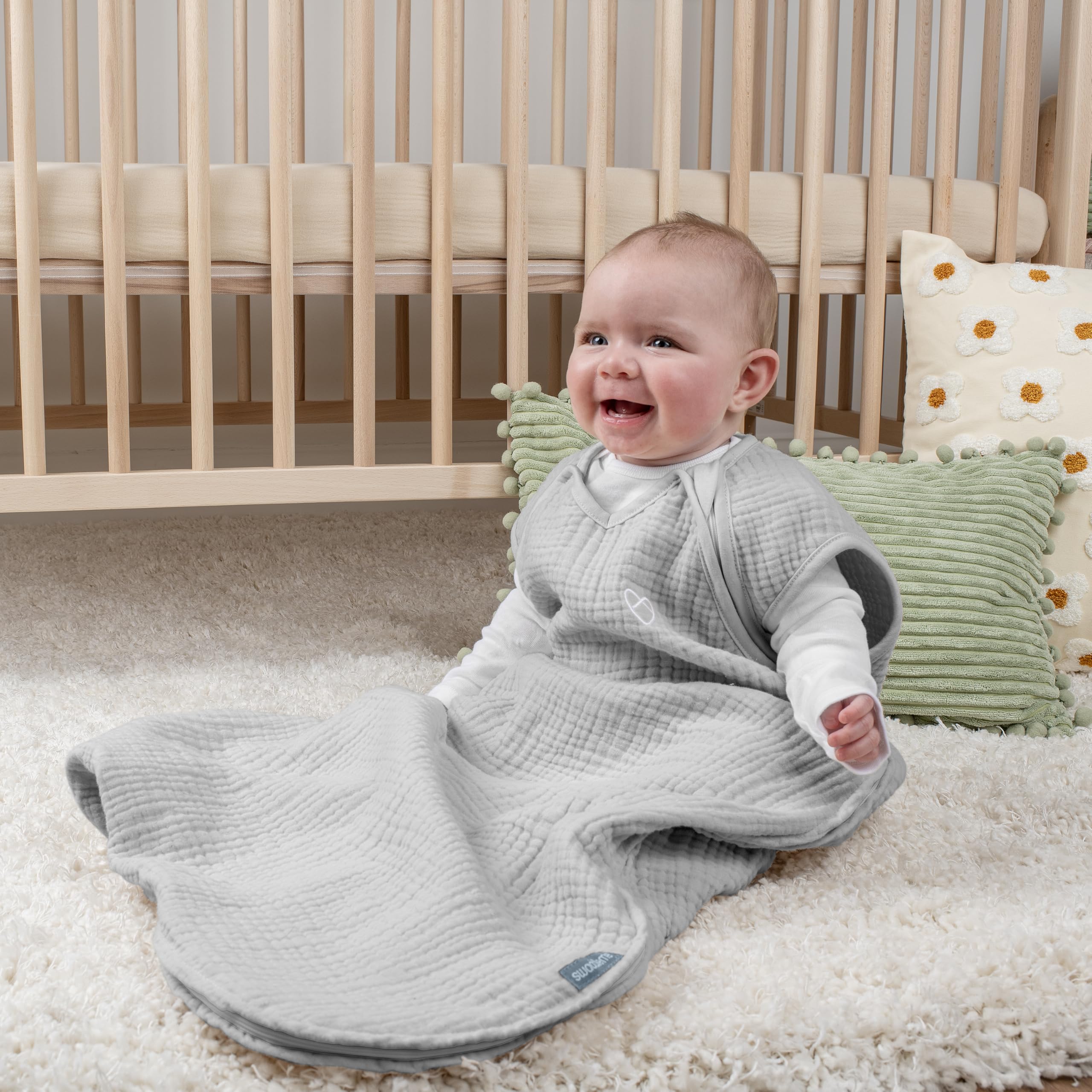 SwaddleMe by Ingenuity, Saco de dormir de muselina, para edades entre 3 y 18 meses, entre 6,35 y 11 kilos, 1 TOG, 1 unidad - Musgo