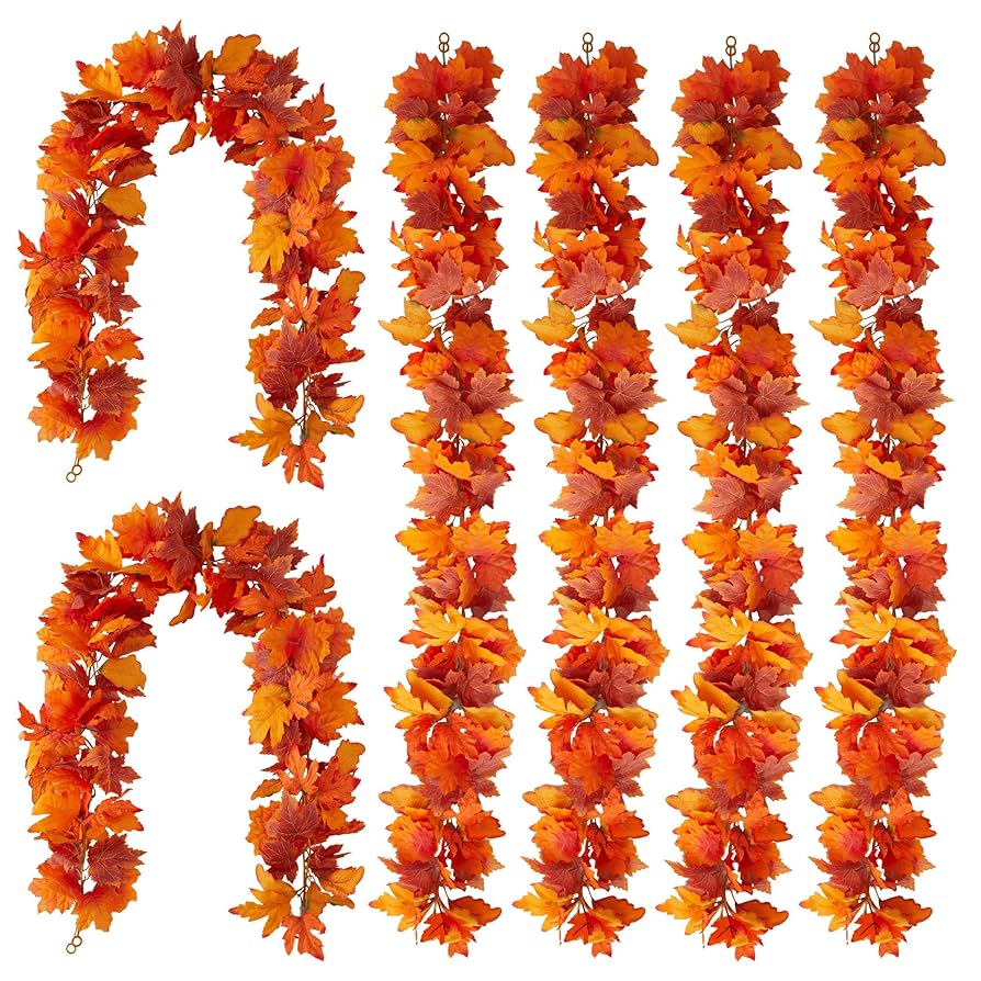 RECUTMS 2 Pack Fall Maple Garland - 5.8 FT/Pcs Autumn Hanging Fall
