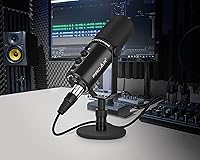 Vista 8 de Micrófono dinámico XLR/USB, micrófono de computadora de PC para podcasting, grabación vocal, transmisión en vivo, juegos y voz en off, kit de Negro
