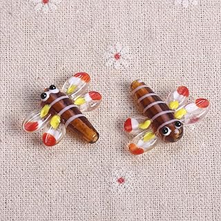 2 Cuentas Sueltas de libélula Hechas a Mano de 26 x 21 mm para Hacer Joyas, n.° 8, Color marrón