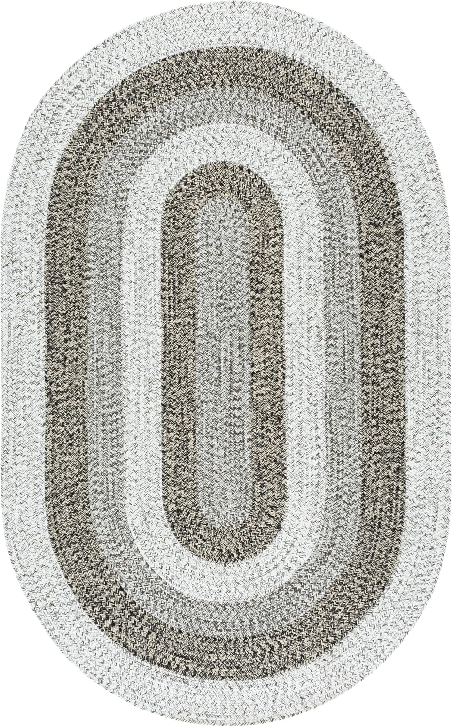 SAFAVIEH Washable Rug Outdoor Braided Collection - 6' x 9' Oval, Ivory & Black, Handmade & Reversible, Non-Shedding & Easy to Clean, Ideal for Patio, Backyard, Mudroom (BRD318A)