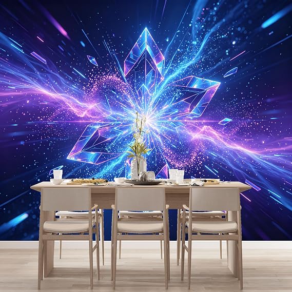 Custom Size Wall Murals Abstract Geometric Crystal Burst Light Energy 3D SelfAdhesive Wall Fabric Removable Large Wallpaper for Photo Living Room