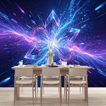 Custom Size Wall Murals Abstract Geometric Crystal Burst Light Energy 3D SelfAdhesive Wall Fabric Removable Large Wallpaper for Photo Living Room
