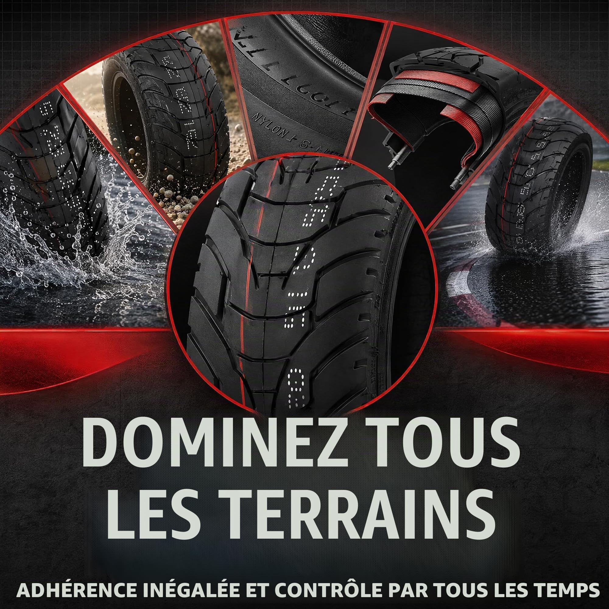 80/65-6.5 Pneu Trottinette Tubeless avec Conception Épaisse Anti-Éclatement 80/65/6.5 Résistant à l’Usure et 80 65 6.5 Antidérapant pour Trottinette Électrique – Compatible avec 255x80 10x3
