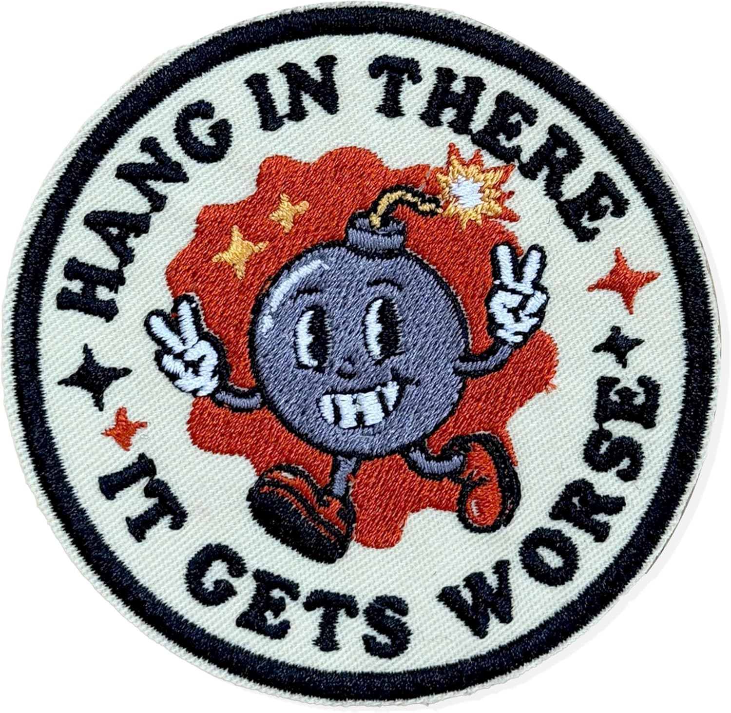 Hang in There It Gets Worse Patch Sarcasm Sarcastic Quote Humor Funny Meme Embroidered Patches Iron On Sew On Applique Badge for Jacket Backpack Hat Clothing Accessories Gift 3 inch