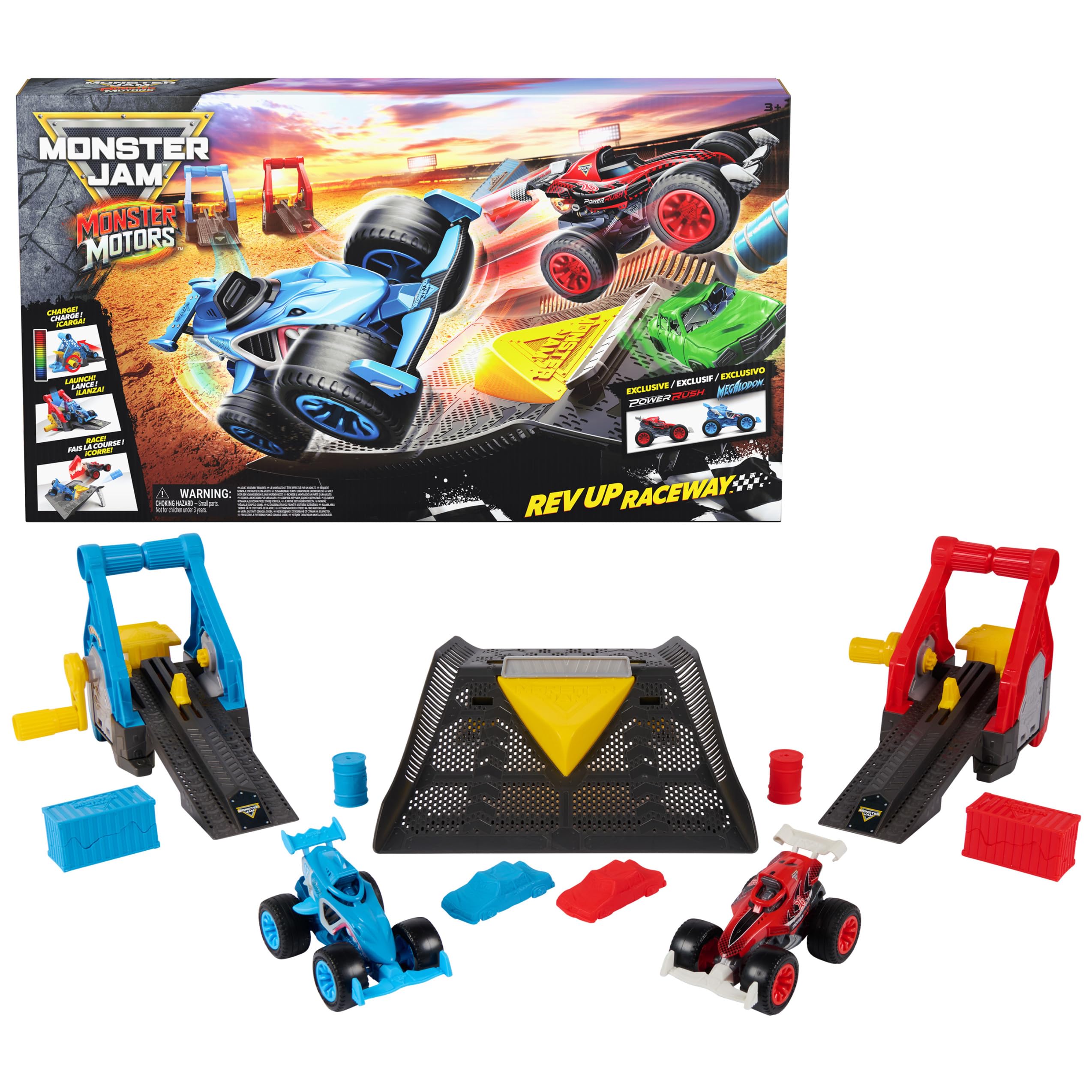 Monster Jam Monster Motors Rev Up Raceway Monster Trucks Playset
