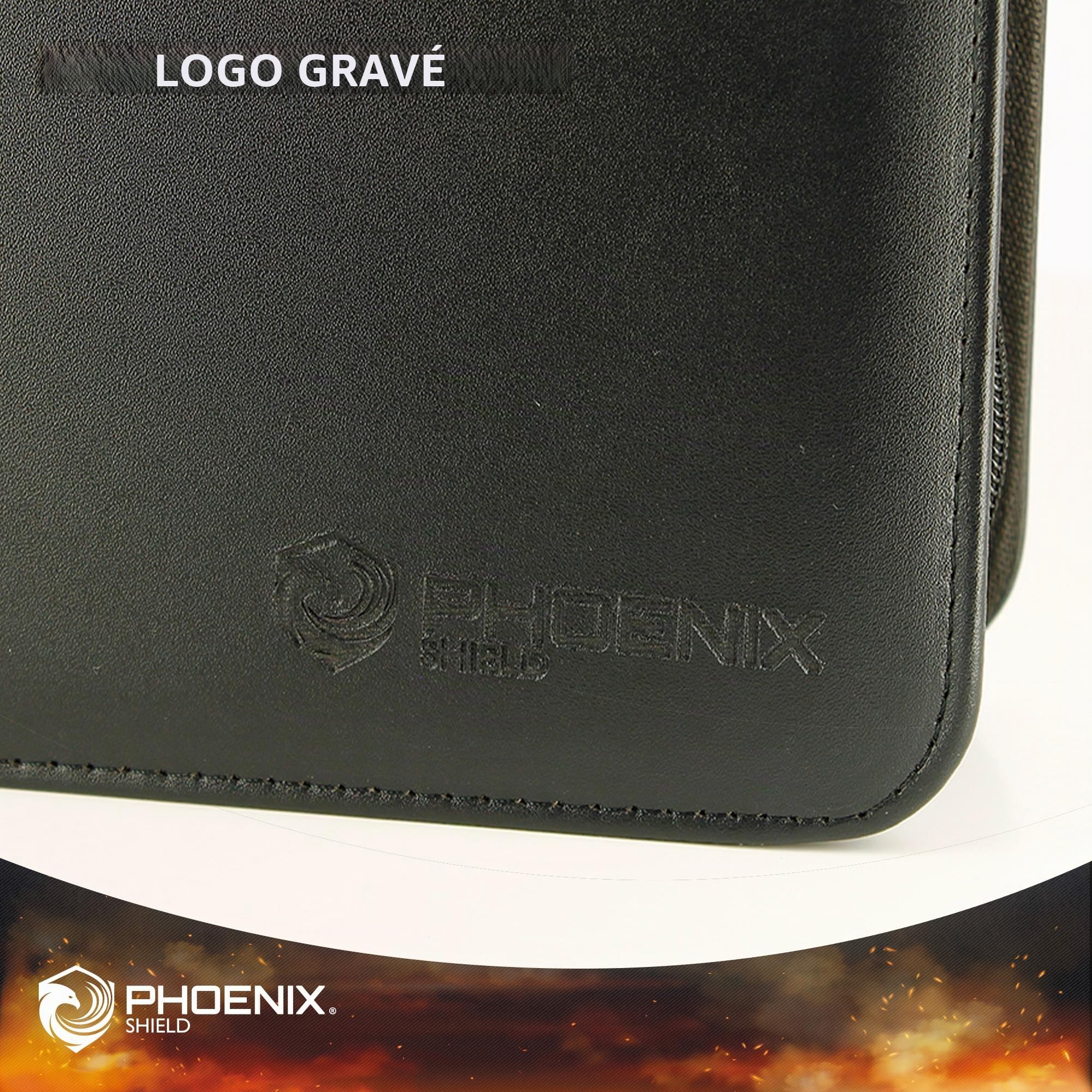 Phoenix Shield | Portfolio Premium à Fermeture Zip 9 Poches - Range 480 Cartes avec Toploader
