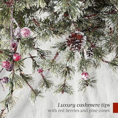 Miniatura 7 de Best Choice Products Árbol de Navidad de pino de cachemira preiluminado de 7.5 pies, decoración navideña artificial semiflocada de alta calidad con