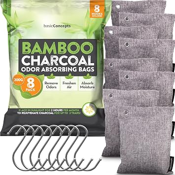 Nature Fresh Charcoal Bags Odor Absorber (Large, 12 Pack, 200g each), Reduce Odors Naturally with Bamboo Charcoal Air Purifying Bags for Car, Home, Closet, Shoe Deodorizer Eliminator Freshener Remover