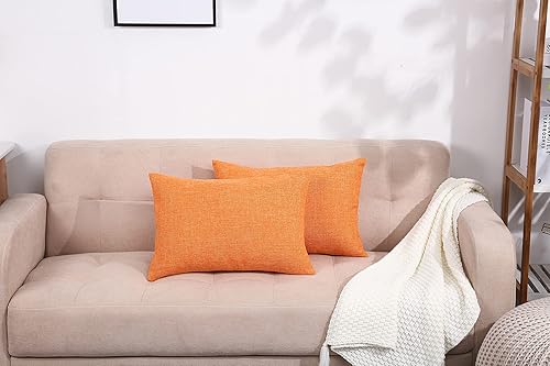 Miniatura 8 de TangDepot Funda de cojín de lino con forro pesado, funda de almohada lumbar, funda de almohada para interiores y exteriores (12 x 20 pulgadas,