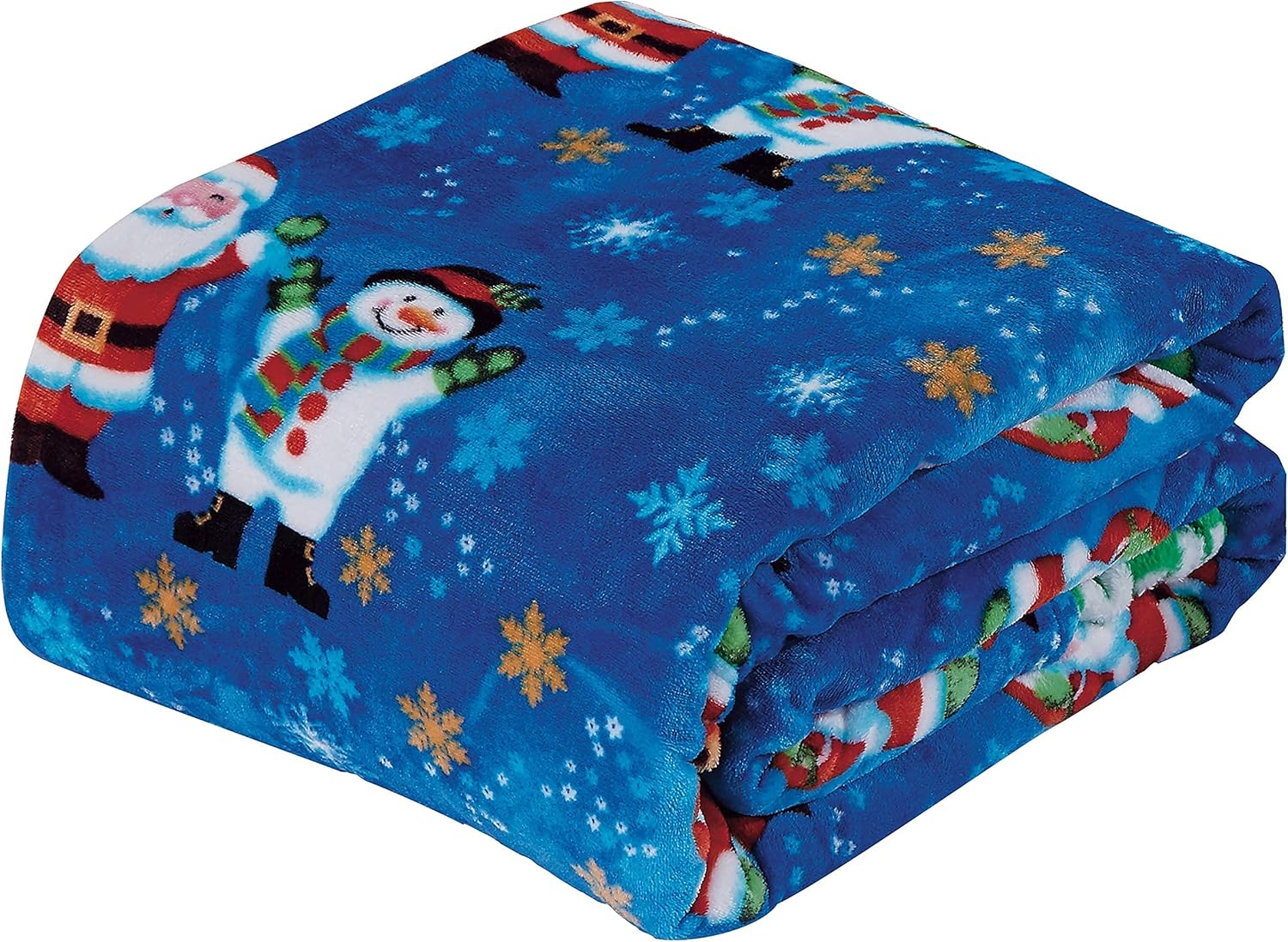 Santa & Frosty Snowman Christmas Throw Blanket – 50″ x 60″ Ultra-Soft Microplush Sherpa Fleece, Holiday Décor & Gift for Couch, Bed, or Travel