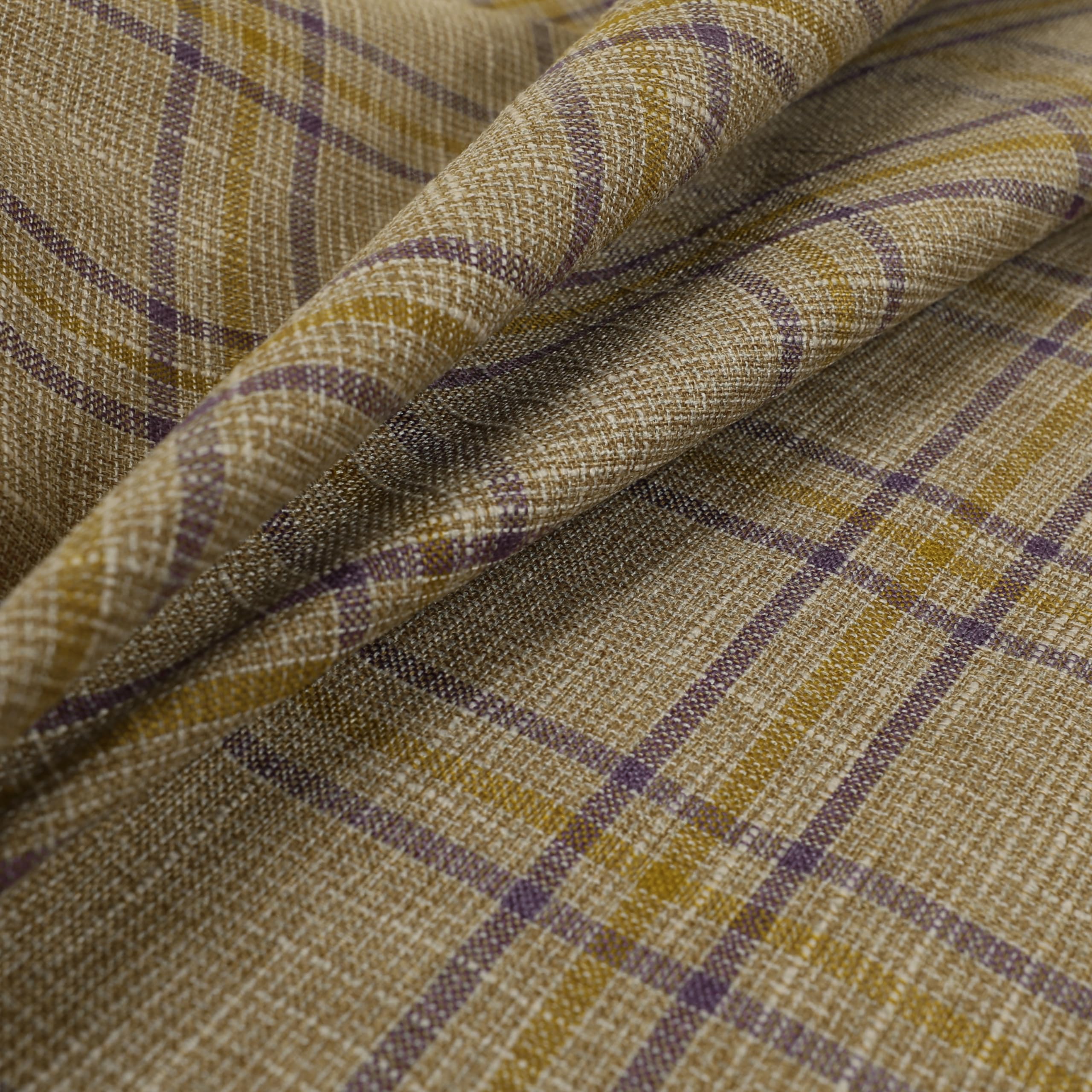 Redbrick Mill Fabrics Flame Retardant Textured Quality Woven Tartan Pattern Upholstery in Yellow Colour Sold by The Metre (Per Metre)