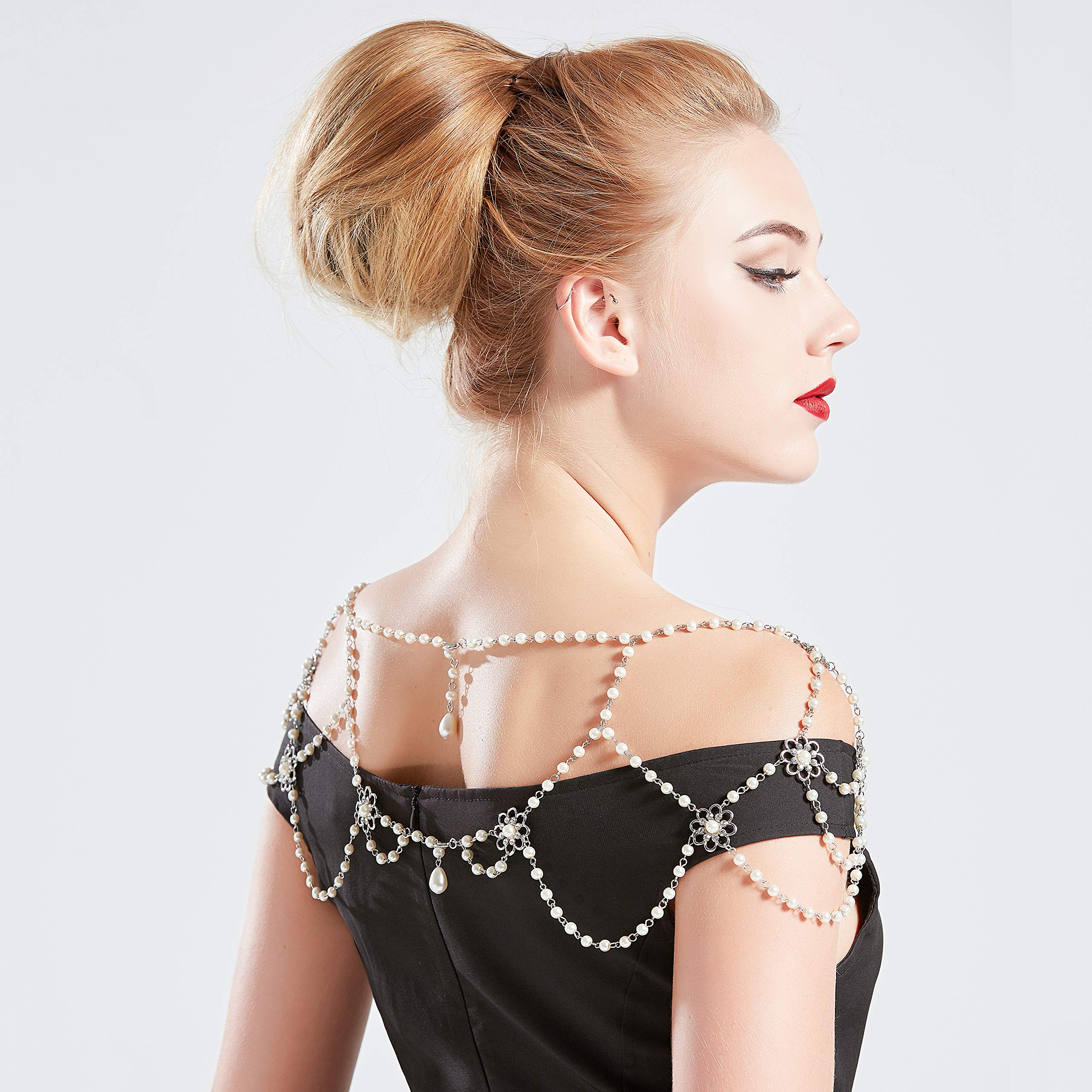 1920s Flapper Pearl Body Chain - Gatsby Style Crystal Body Jewelry For Roaring 20s Parties