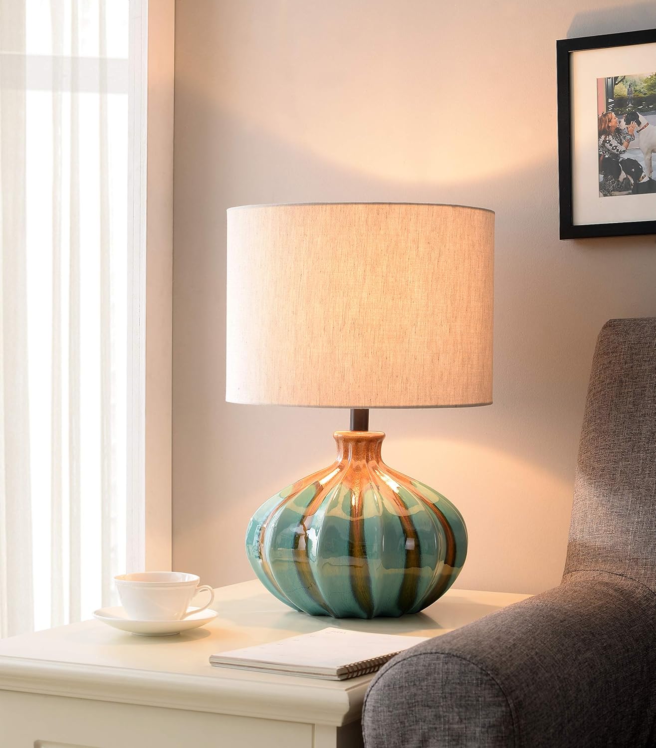 Kenroy Home 35306BLU Coco Accent Lamps, Medium, Reactive Ceramic Glaze