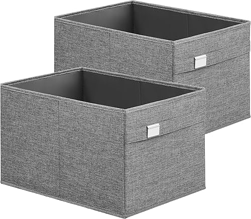 Miniatura 7 de SONGMICS Cestas de almacenamiento, juego de 2 contenedores de almacenamiento extra grandes para organizar, 30 L, 15.7 x 11.8 x 9.8 pulgadas, cubos