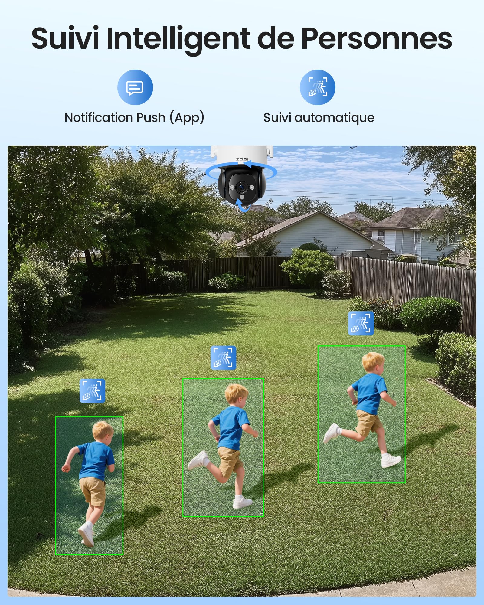 ZOSI C290 4K 8MP 64Go Pan & Tilt 360° Caméra Surveillance WiFi Extérieure