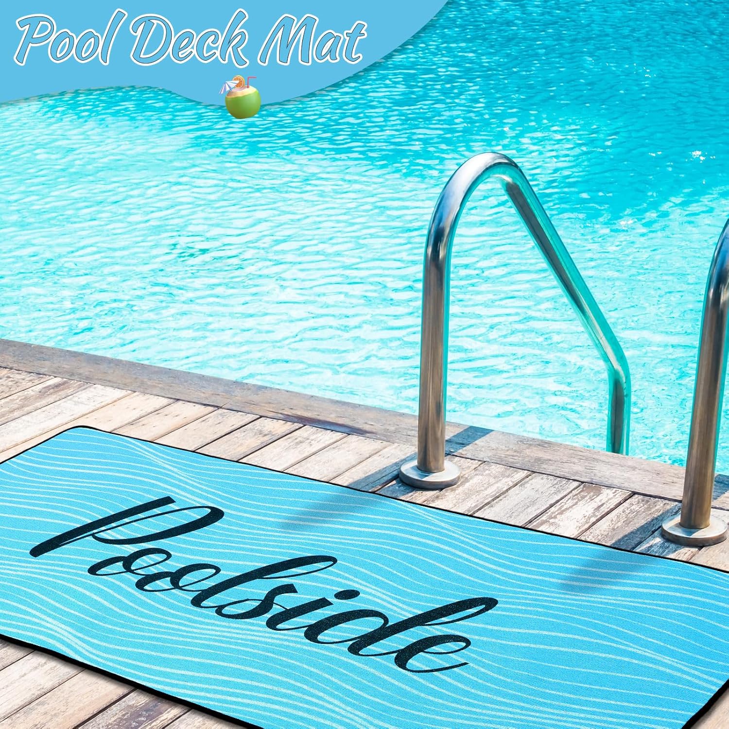 Tinideya Pool Mat Poolside Non Slip Mat Walk Pool Deck Mats Rugs for Floor Outdoor Rubber Mats with Drainage Outdoor and Indoor Dock Safety(Blue,23.62" X 47.24")