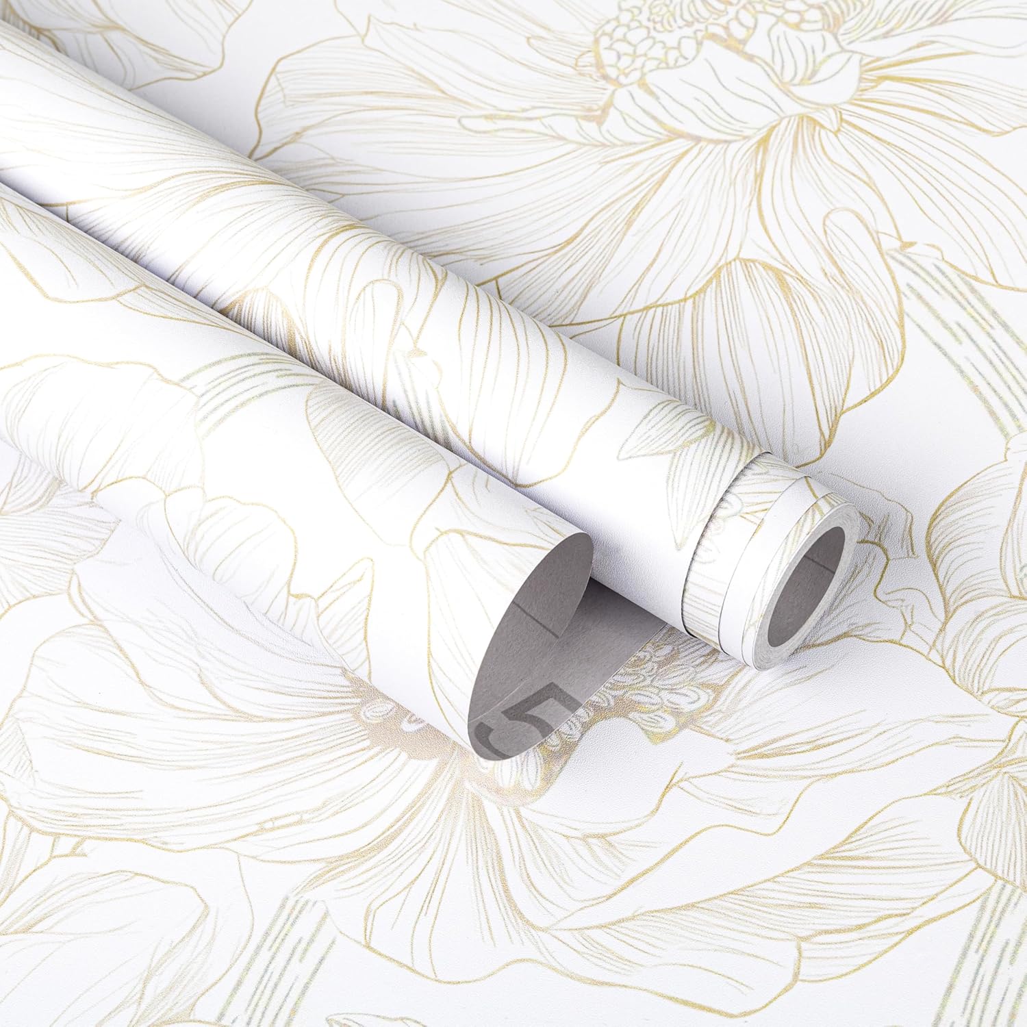 Abyssaly Beige Neutral Peel and Stick Wallpaper Large Floral Contact Paper Boho Flower Removable Self Adhesive Vinyl Roll Waterproof Wall Paper for Bedroom Cabinet Thicken Decor 17.3" x 393.7"