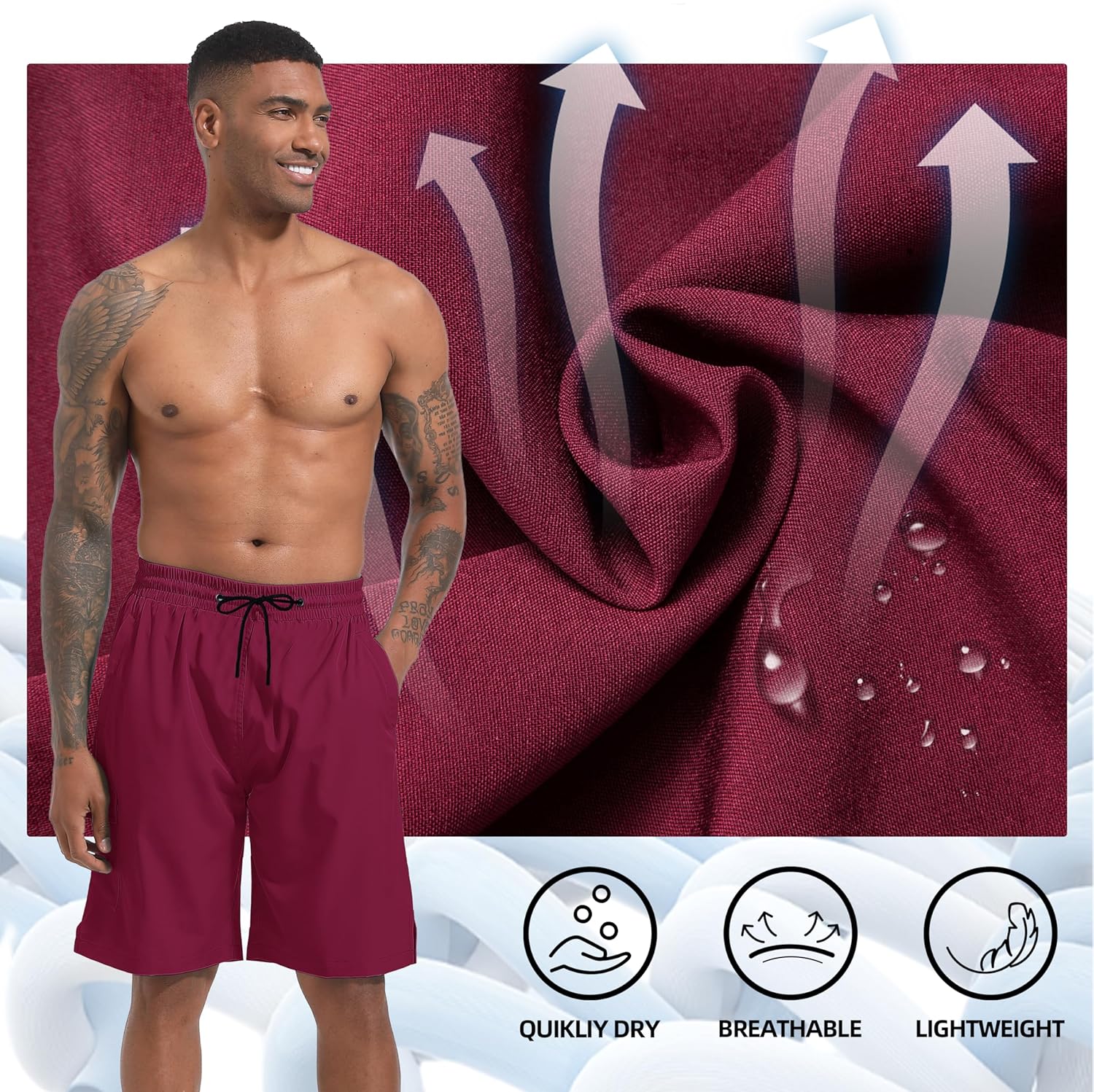 Men's Swim Trunks Quick Dry Board Shorts with Zipper Pockets Beach Shorts Bathing Suits for Men - No Mesh Liner - Image 5