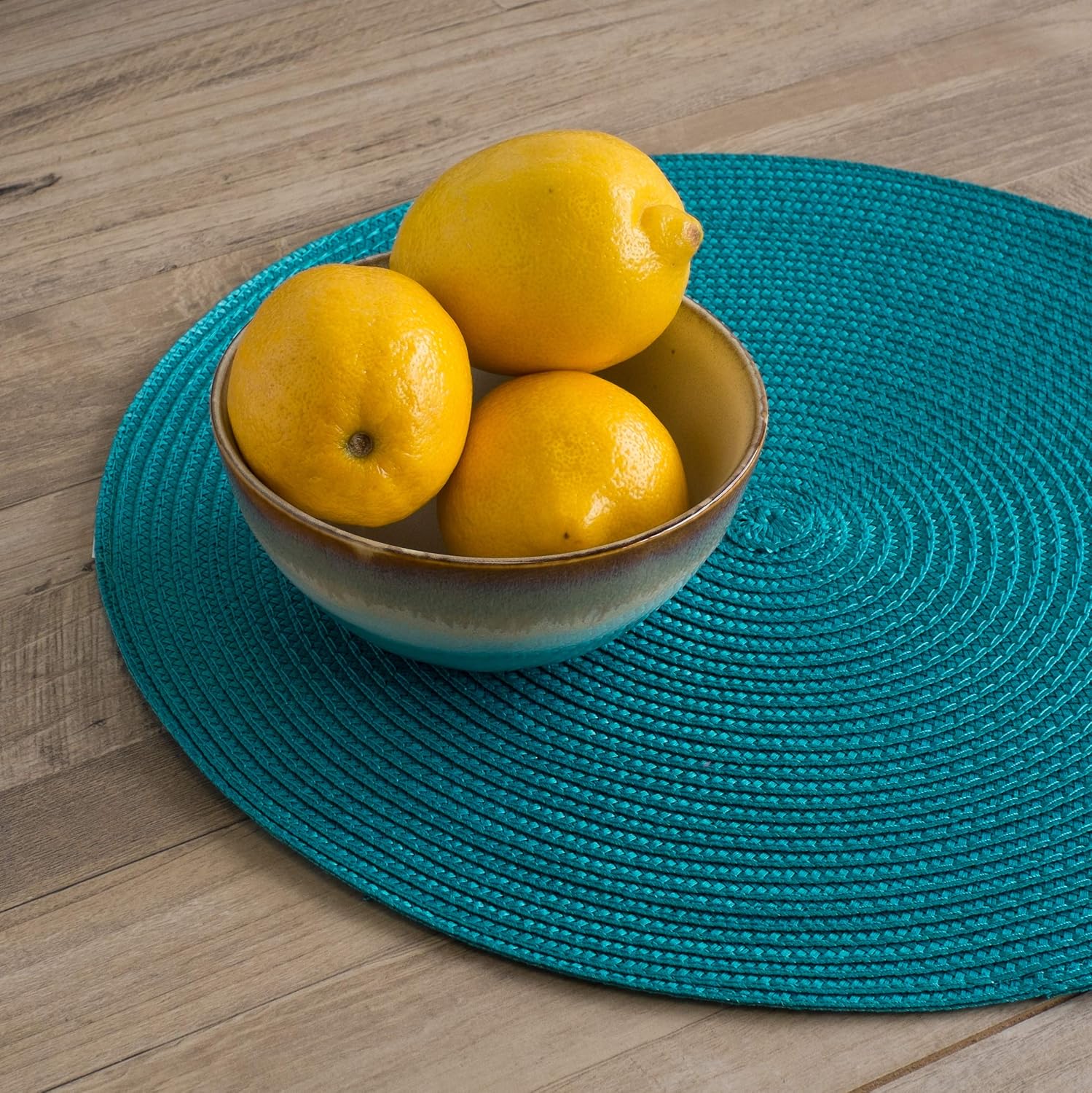 Now Designs Disko Round Placemats, Peacock, Set of 4