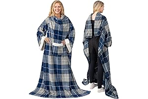 Cozy Fleece Blanket with Sleeves, Perfect Snuggle Pod for Adults