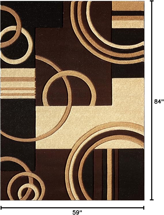 GLORY RUGS Area Rug Modern Soft Hand Carved Contemporary Floor Carpet with Premium Fluffy Texture for Indoor Living Dining Room and Bedroom Area (Brown, 5x7)
