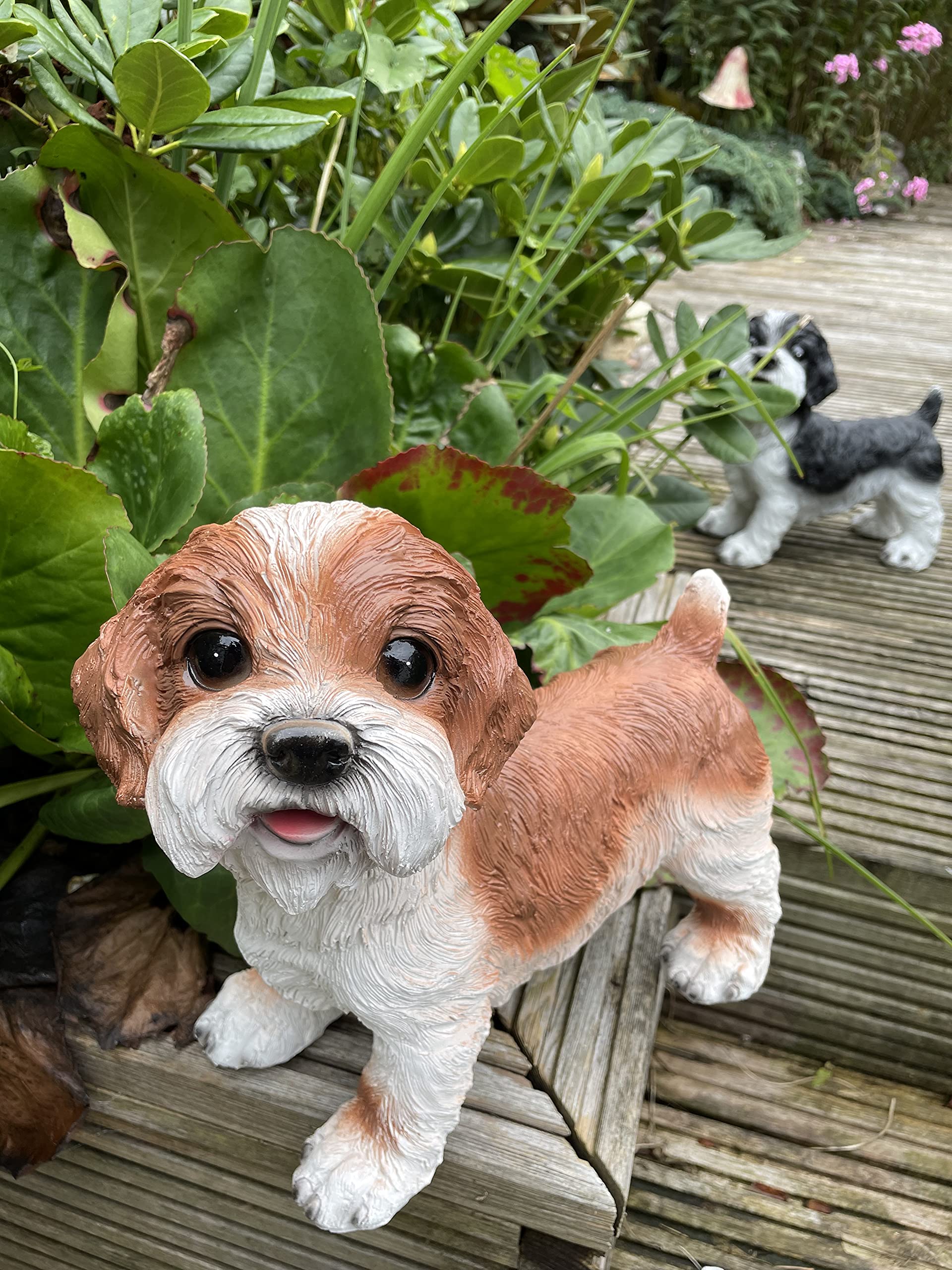 Ablerhome Decor Standing Lifelike Dog Statue Shih Tzu Garden Sculpture Planter Resin Home Décor Pet Animal Ornament Puppy Figures Outdoor Indoor Gift New (Shih Tzu: Brown)