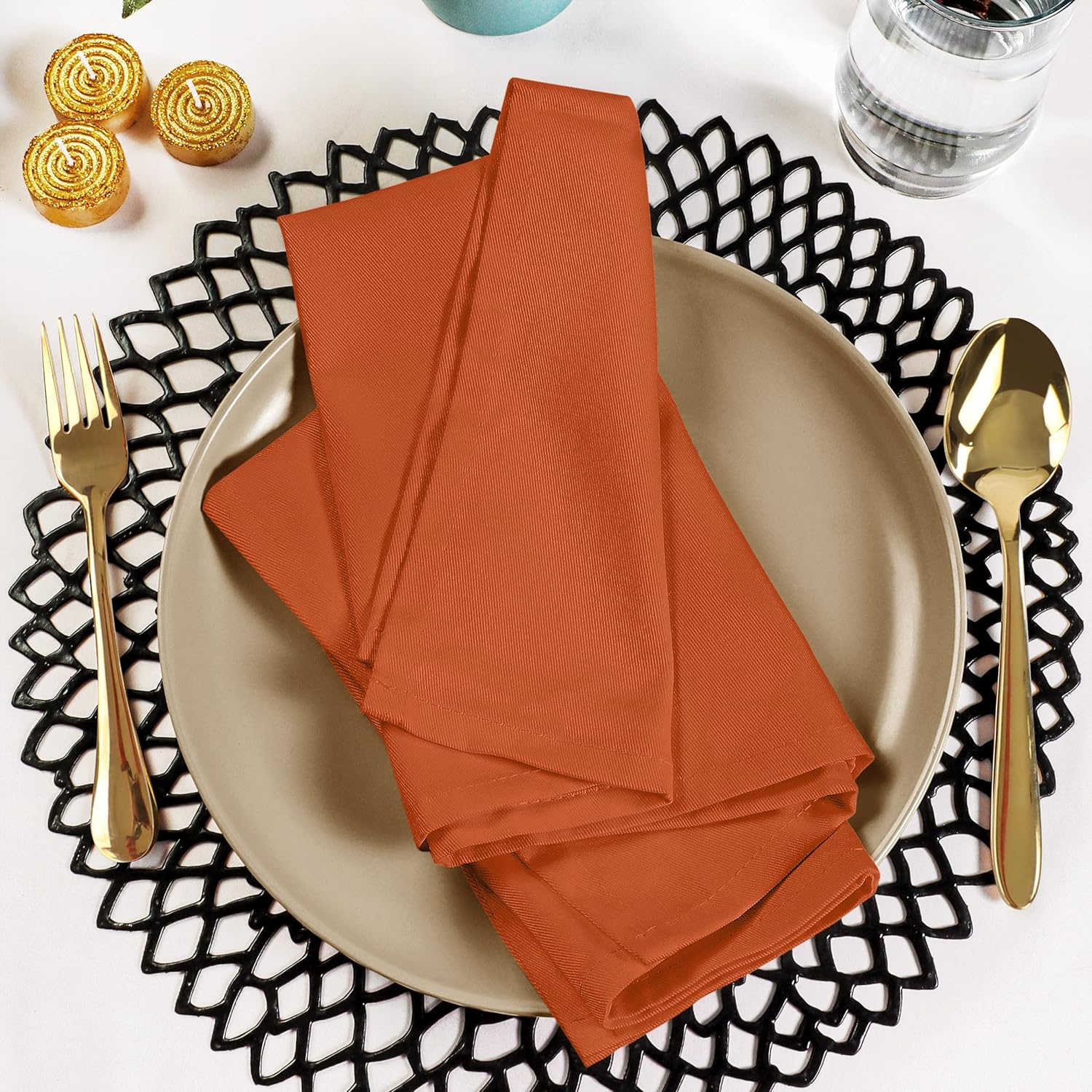 Utopia Kitchen Orange Cloth Napkins [12 Pack, 18x18 Inch] Absorbent Cotton Blend Washable and Reusable for Halloween, Thanksgiving, Dinner, Restaurant, Lunch, Wedding and Hotel - Image 8