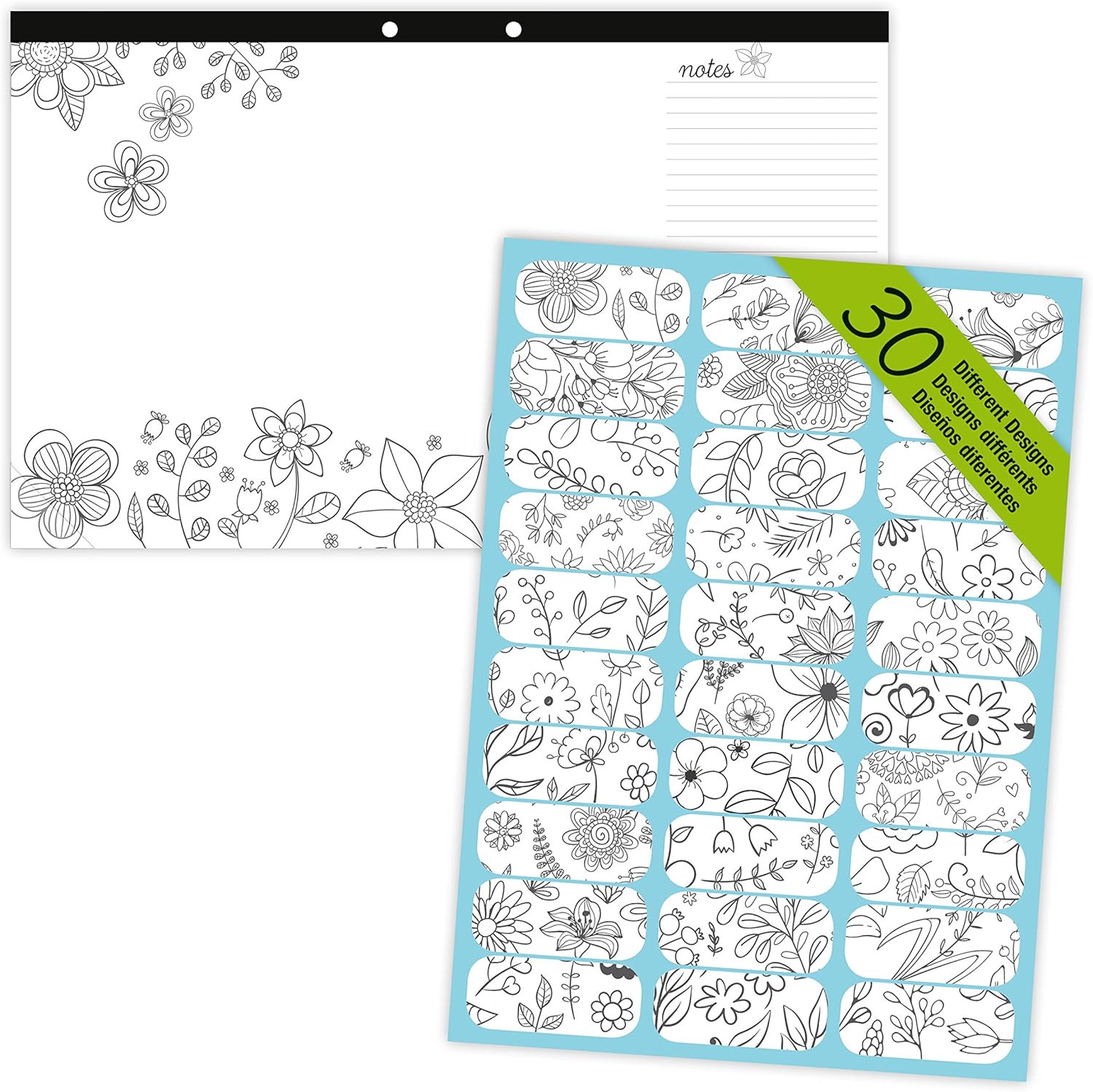 Blueline DoodlePlan Coloring Desk Pad, Garden Design, 17.75 x 10.875 inches (A2917003P) : Office Products