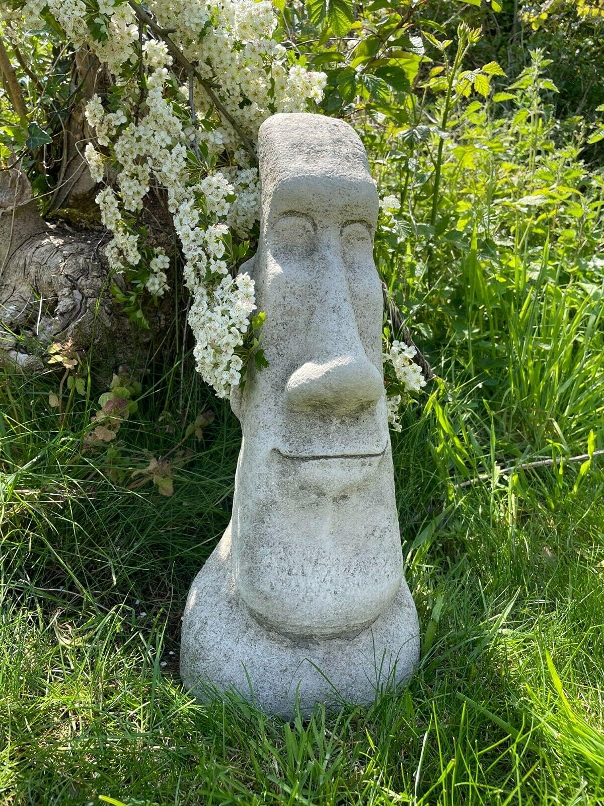 Easter Island Moai Head Bust Stone Statue |Reconstituted Garden Outdoor Ornament