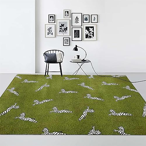 Miniatura 4 de Alfombra de área de cebra, de 3 x 4 pies, con estampado de cebra africana, pelo bajo, antideslizante, no desprende pelusa, decoración de área grande