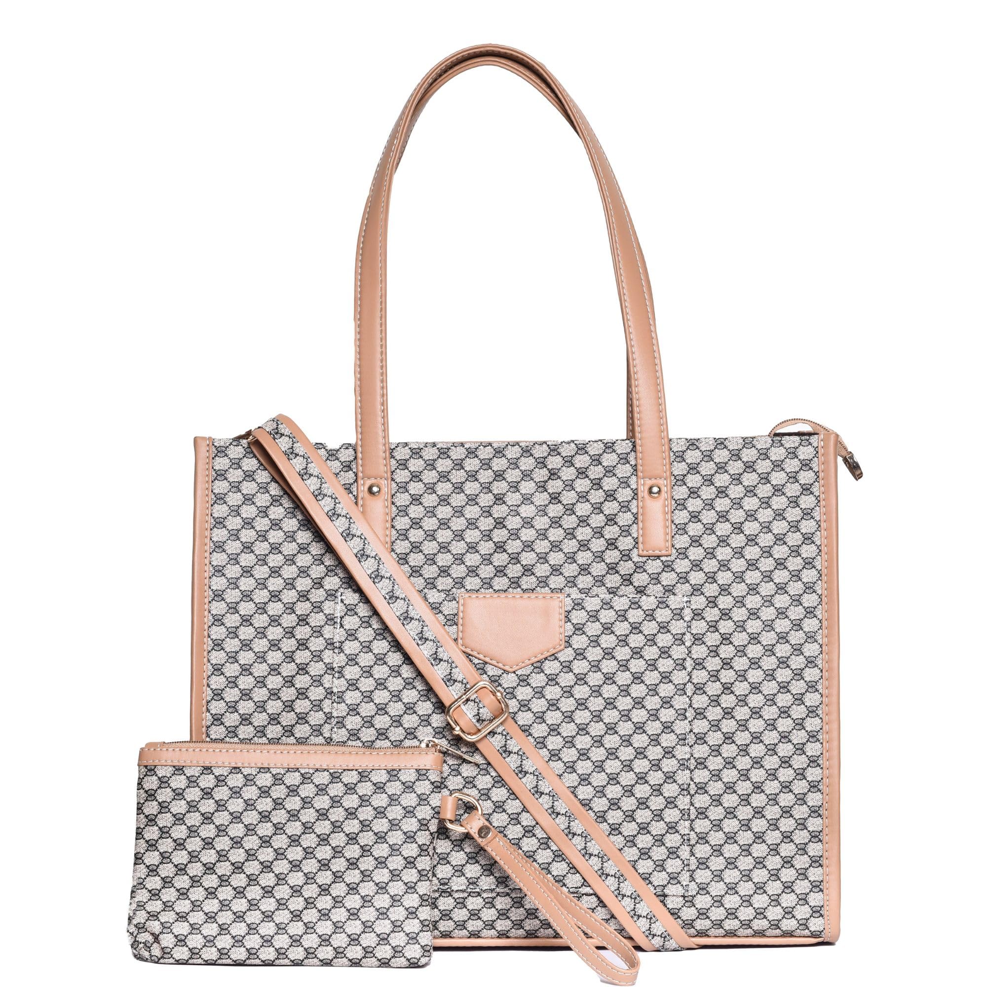 PRD Craft Womens Office Tote Bag, Travel-Friendly, Stylish & Large Capacity, Fits 13.5" Laptop, Shoulder Bag with Pouch, Beige (B0DBLG9NDR) Amazon Price History, Amazon Price Tracker