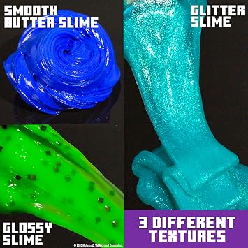 Minecraft Mini Scented Slime Bundle Pack, Butterclay, Glossy & Glitter Slime with Keychain Clip, Cotton Candy, Watermelon & Blue Raspberry, Sensory Fidget Toy for Ages 4+