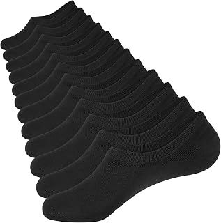 CLOSEMATE Men's No Show Socks with Non-Slip Grips - 6 Pairs Cotton Thin Low Cut Ankle Socks, High Elasticity & Breathable