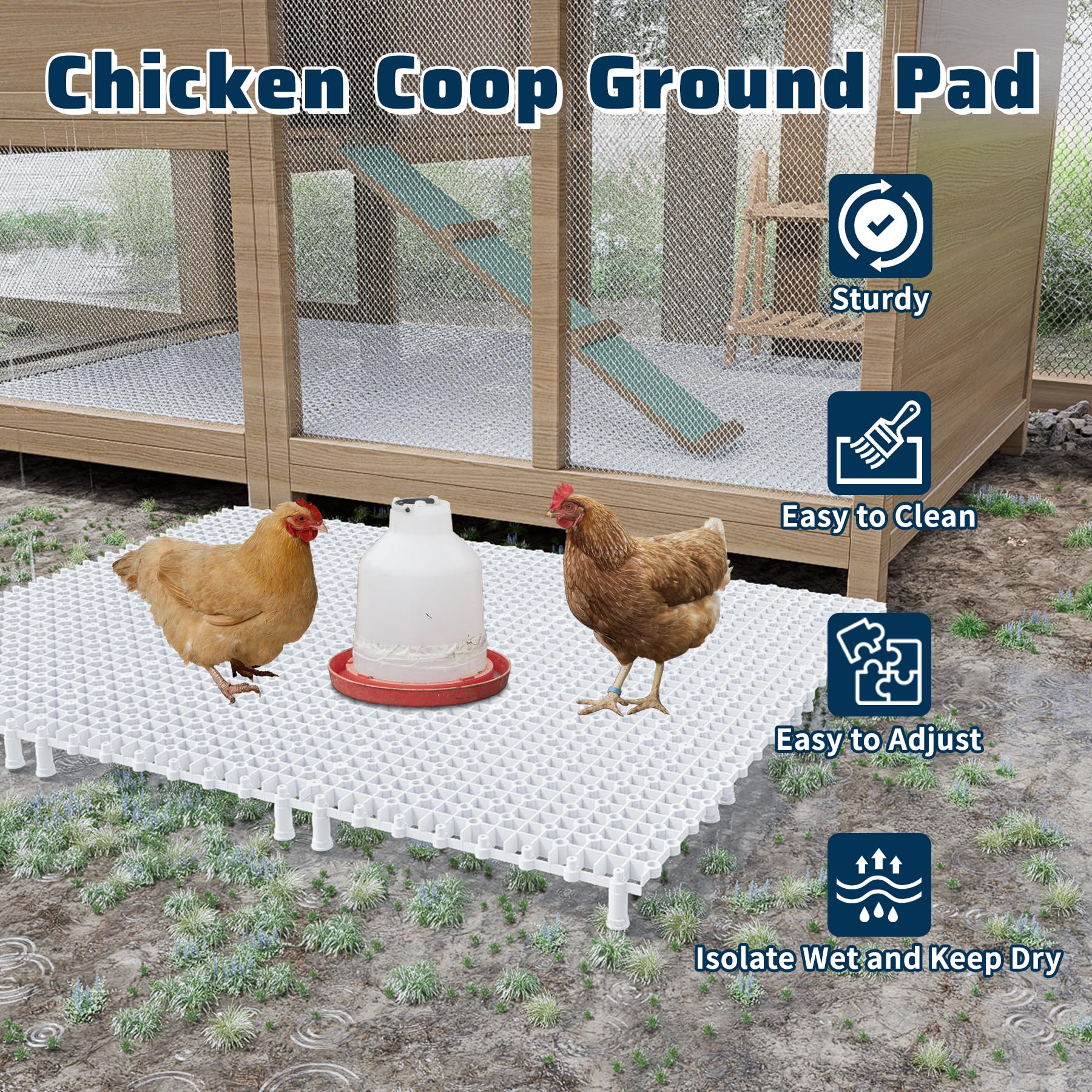 Almohadilla de suelo para gallinero, 25,4 x 19,5 cm, almohadillas para caminar sobre el suelo, evitar el agua y la humedad, se adapta a pollos activos o zonas de comer, paquete de 9