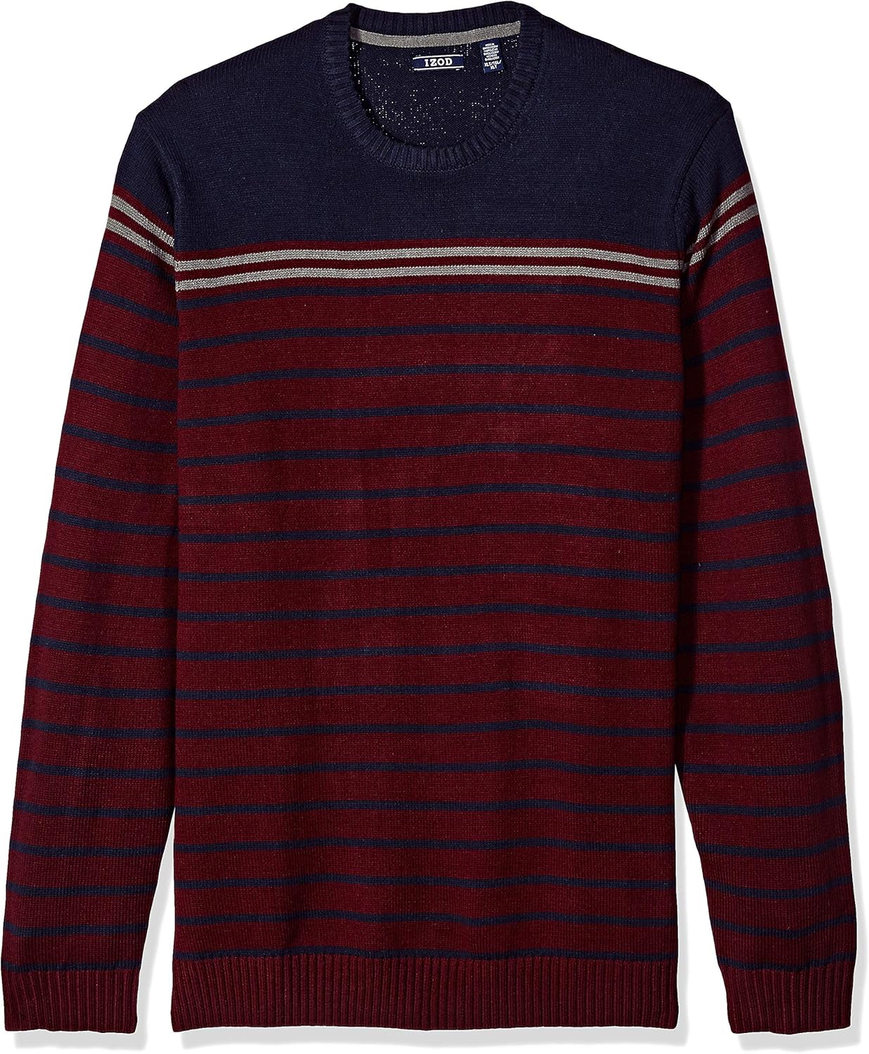 IZOD Men's Big and Tall Stripe 7 Gauge Crewneck Sweater