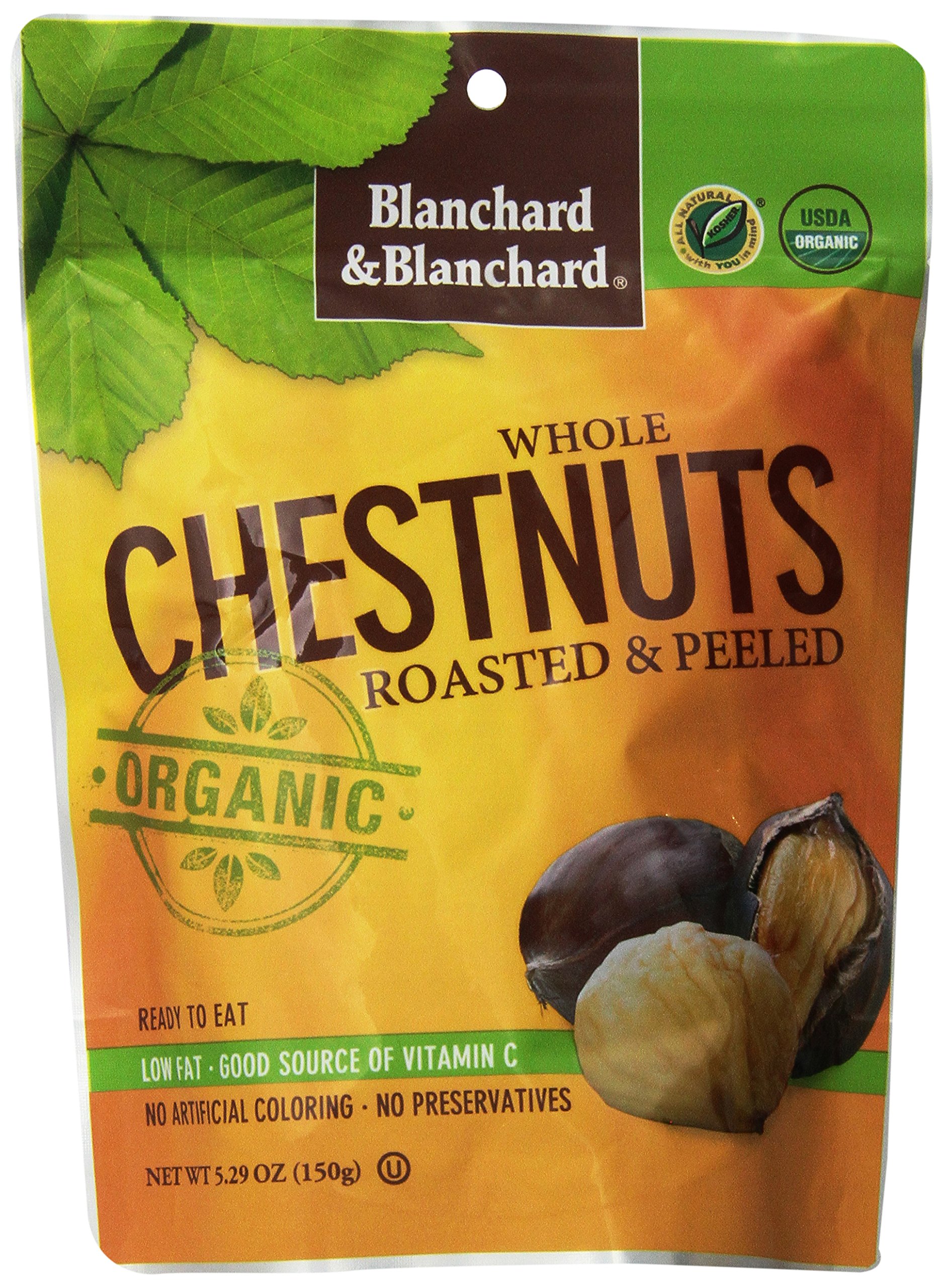 Blanchard & Blanchard Whole Organic Chestnuts Roasted & Peeled 5.29 OZ (3 Pack) Gluten Free, Keto, Low CarbUSDA Organic