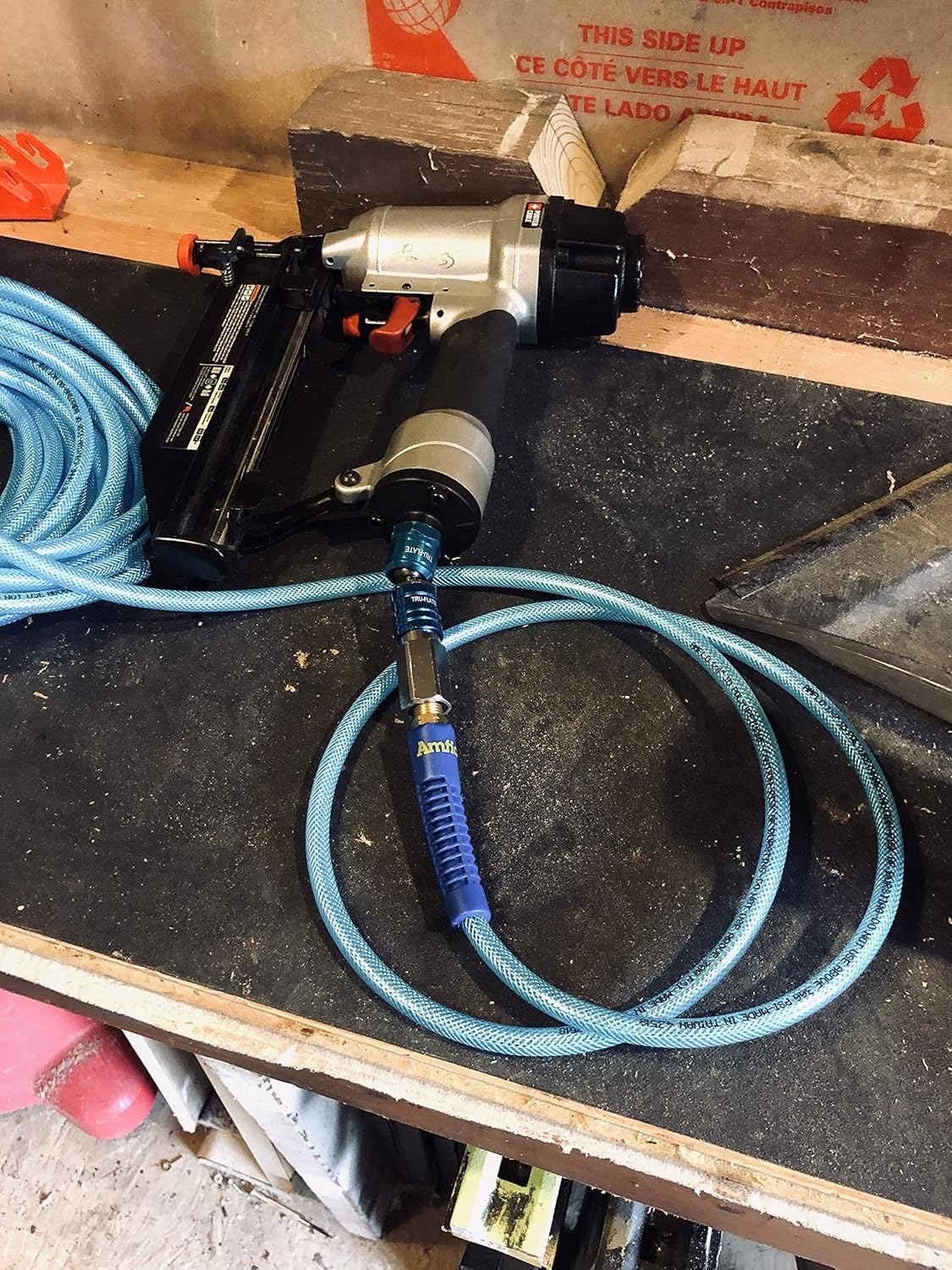 Plews & Edelmann Amflo 12-25E Polyurethane Air Hose - Non-marring, Smooth Finish, Easy to carry, Lightweight, Cold Weather Flexible, Great Indoors or Out, 1/4" X 25', Blue, 25 ft