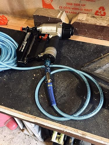 Miniatura 8 de Manguera de aire de poliuretano azul Amflo 12-25E de 300 PSI 14 pulgadas x 25 pulgadas con 14 pulgadas MNTP de extremos giratorios y accesorios de