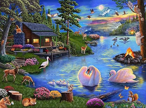 Rompecabezas para adultos de 500 piezas Prime, rompecabezas de casa de vacaciones Lakeside, rompecabezas para adultos, juguetes de 24 x 18 pulgadas,