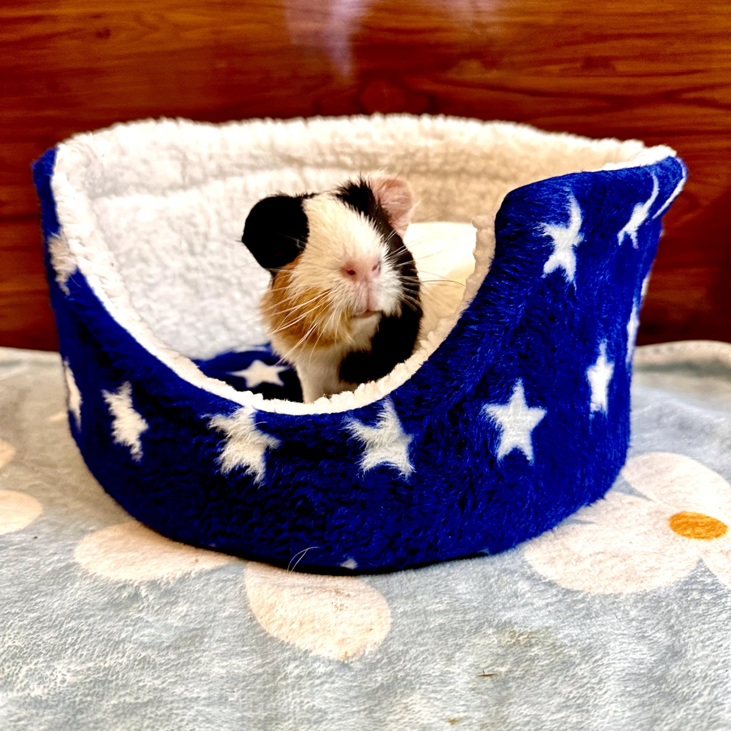 Jubbles Cuddle Cup for Exotic/Small Pets in India - 30 cms (Dark Blue Polar Fleece and Fur)